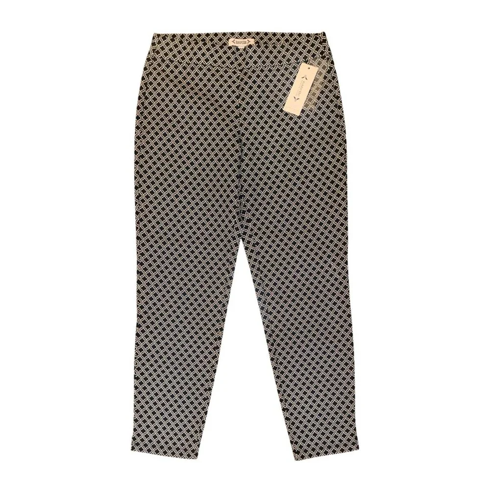 NWT Nanette Lepore Black Spade Print Comfort Pull On Cropped Pant Size 2 NEW $68